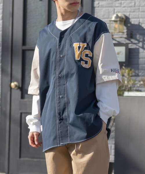 VISION STREET WEAR（ヴィジョンストリートウェア）の「【VISION STREET WEAR／ヴィジョンストリートウェア】ロゴ刺繍ベースボールシャツ/ナンバリング/カレッジロゴ/バックデザイン/ビッグシルエット/オーバーサイズシャツ（シャツ/ブラウス・メンズ・ネイビー/グリーン/アイボリー/ブルー系その他/チャコールグレー/グリーン系その他/ホワイト系その他・M/L/XL）」の16枚目の写真
