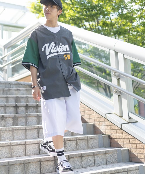 Munsingwear ENVOY★オシャレなビッグロゴ ベースボールシャツ★M カットベースボールシャツ BR16SM06-M039[品番：WG010001616