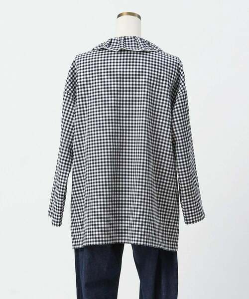 conges payes ADIEU TRISTESSE（コンジェ ペイエ アデュートリステス）の「ガーゼフリルシャツ（シャツ/ブラウス・レディース・ホワイト/チェック/ブルー・38）」の19枚目の写真