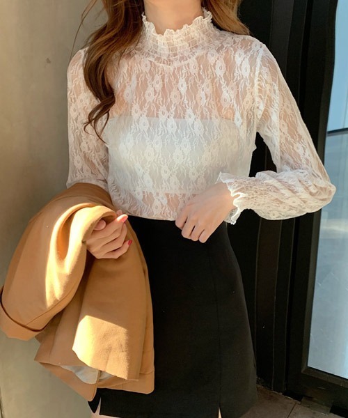 urge：（アージコロン ）の「【URGE：】フラワー レース シャーリング ブラウス（シャツ/ブラウス・レディース・ホワイト/ブラック/ライトベージュ・FREE）」の17枚目の写真