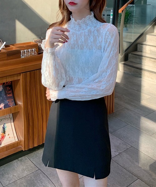 urge：（アージコロン ）の「【URGE：】フラワー レース シャーリング ブラウス（シャツ/ブラウス・レディース・ホワイト/ブラック/ライトベージュ・FREE）」の18枚目の写真