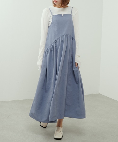 Lui's（ルイス）の「バックデザインストライプキャミワンピース（ワンピース・レディース・オフホワイト/サックスブルー/ブラック・FREE）」の12枚目の写真