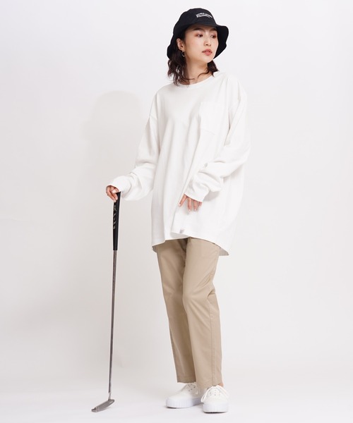 GIORDANO（ジョルダーノ）の「[ GIORDANO ] サークルロゴクルーネックポケットL/TEE (ユニセックス）（Tシャツ/カットソー・レディース・ホワイト/ブラック/ベージュ/ライトパープル・SMALL/MEDIUM/LARGE/X-LARGE/XX-LARGE）」の6枚目の写真