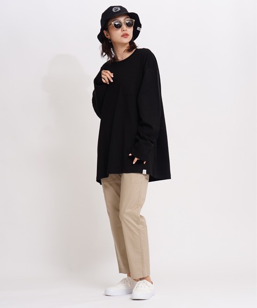 GIORDANO（ジョルダーノ）の「[ GIORDANO ] サークルロゴクルーネックポケットL/TEE (ユニセックス）（Tシャツ/カットソー・レディース・ホワイト/ブラック/ベージュ/ライトパープル・SMALL/MEDIUM/LARGE/X-LARGE/XX-LARGE）」の9枚目の写真