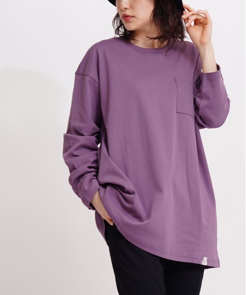 GIORDANO（ジョルダーノ）の「[ GIORDANO ] サークルロゴクルーネックポケットL/TEE (ユニセックス）（Tシャツ/カットソー・レディース・ホワイト/ブラック/ベージュ/ライトパープル・SMALL/MEDIUM/LARGE/X-LARGE/XX-LARGE）」の14枚目の写真
