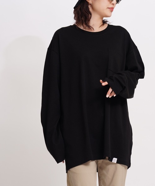 GIORDANO（ジョルダーノ）の「[ GIORDANO ] サークルロゴクルーネックポケットL/TEE (ユニセックス）（Tシャツ/カットソー・レディース・ホワイト/ブラック/ベージュ/ライトパープル・SMALL/MEDIUM/LARGE/X-LARGE/XX-LARGE）」の8枚目の写真