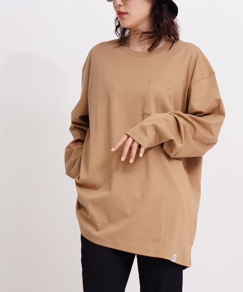 GIORDANO（ジョルダーノ）の「[ GIORDANO ] サークルロゴクルーネックポケットL/TEE (ユニセックス）（Tシャツ/カットソー・レディース・ホワイト/ブラック/ベージュ/ライトパープル・SMALL/MEDIUM/LARGE/X-LARGE/XX-LARGE）」の11枚目の写真