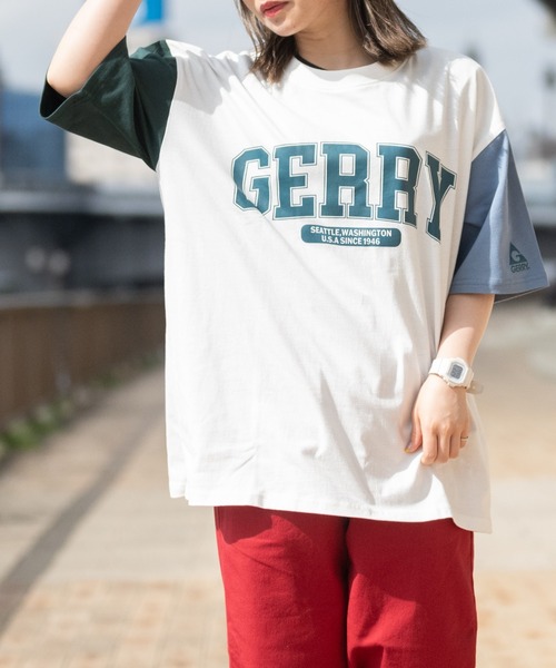 GERRY（ジェリー）の「【ag】〔GERRY/ジェリー〕USAコットン天竺COLLEGEロゴプリント半袖ワイドTシャツ/ルーズシルエット（Tシャツ/カットソー・メンズ・ホワイト/サックスブルー系/その他/ダークグリーン/ブラック・MEDIUM/LARGE/X-LARGE）」の5枚目の写真