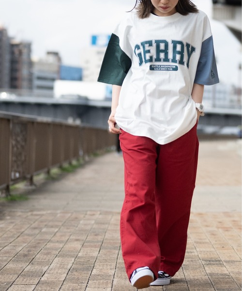 GERRY（ジェリー）の「【ag】〔GERRY/ジェリー〕USAコットン天竺COLLEGEロゴプリント半袖ワイドTシャツ/ルーズシルエット（Tシャツ/カットソー・メンズ・ホワイト/サックスブルー系/その他/ダークグリーン/ブラック・MEDIUM/LARGE/X-LARGE）」の16枚目の写真