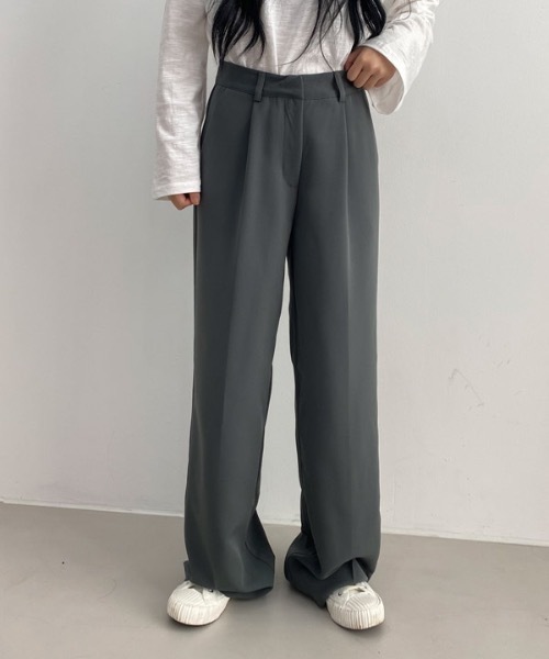 REMIND(リマインド)の「【REMIND 】3カラーハイウエスト ピンタックワイドスラックス(スラックス・レディース・ブラック/ブラウン/ダークカーキ・SMALL/MEDIUM/LARGE)」の1枚目の写真