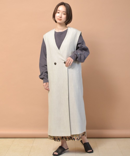 RETRO GIRL（レトロガール）の「ロングジレベスト（ベスト・レディース・オフホワイト/ブラック/ライトグリーン・FREE）」の12枚目の写真