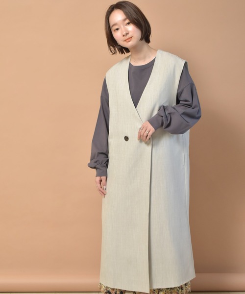 RETRO GIRL（レトロガール）の「ロングジレベスト（ベスト・レディース・オフホワイト/ブラック/ライトグリーン・FREE）」の8枚目の写真