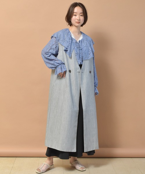 RETRO GIRL（レトロガール）の「ロングジレベスト（ベスト・レディース・オフホワイト/ブラック/ライトグリーン・FREE）」の4枚目の写真