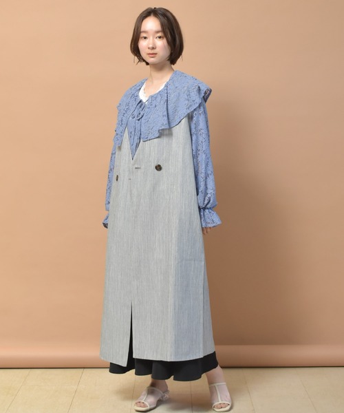 RETRO GIRL（レトロガール）の「ロングジレベスト（ベスト・レディース・オフホワイト/ブラック/ライトグリーン・FREE）」の13枚目の写真