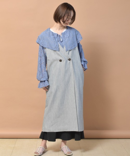 RETRO GIRL（レトロガール）の「ロングジレベスト（ベスト・レディース・オフホワイト/ブラック/ライトグリーン・FREE）」の18枚目の写真