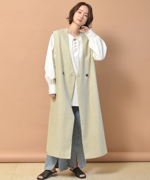 RETRO GIRL（レトロガール）の「ロングジレベスト（ベスト・レディース・オフホワイト/ブラック/ライトグリーン・FREE）」の6枚目の写真