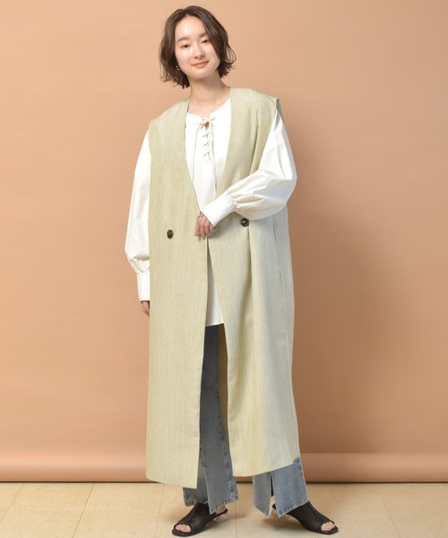 RETRO GIRL（レトロガール）の「ロングジレベスト（ベスト・レディース・オフホワイト/ブラック/ライトグリーン・FREE）」の15枚目の写真