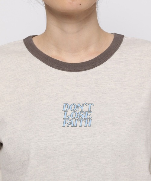 PAGEBOY（ページボーイ）の「レトロリンガーロゴTシャツ（Tシャツ/カットソー・レディース・ネイビー/オフホワイト/オートミール・FREE）」の14枚目の写真