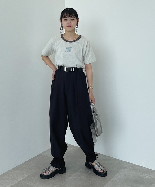 PAGEBOY（ページボーイ）の「レトロリンガーロゴTシャツ（Tシャツ/カットソー・レディース・ネイビー/オフホワイト/オートミール・FREE）」の7枚目の写真
