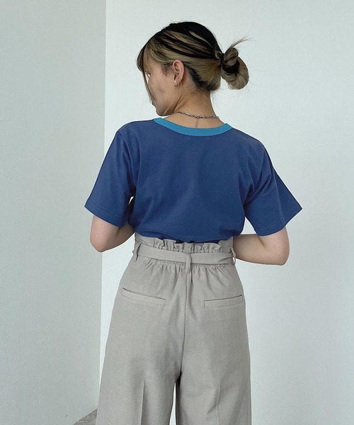 PAGEBOY（ページボーイ）の「レトロリンガーロゴTシャツ（Tシャツ/カットソー・レディース・ネイビー/オフホワイト/オートミール・FREE）」の8枚目の写真