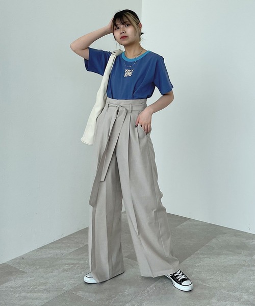 PAGEBOY（ページボーイ）の「レトロリンガーロゴTシャツ（Tシャツ/カットソー・レディース・ネイビー/オフホワイト/オートミール・FREE）」の10枚目の写真