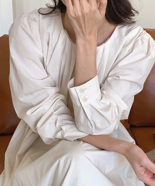 Doula Doula(ドゥーラドゥーラ)の「タックベルト付きワンピース(ワンピース・レディース・ベージュ/ブラウン/イエロー・FREE)」の6枚目の写真