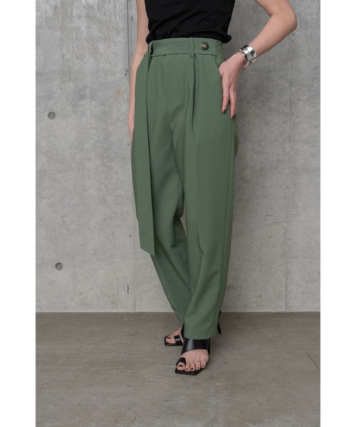 LA PEAU DE GEM（ラポドゥジェム）の「【LA PEAU DE GEM】ベルトスラックステーパードパンツ（スラックス・レディース・ブルー/グリーン・M/S）」の15枚目の写真