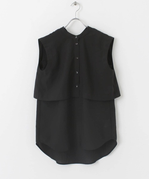 SENSE OF PLACE by URBAN RESEARCH（センスオブプレイスバイアーバンリサーチ）の「2WAYレイヤードノースリーブシャツ（シャツ/ブラウス・レディース・オフホワイト/グリーン/ブラック・ONE）」の3枚目の写真