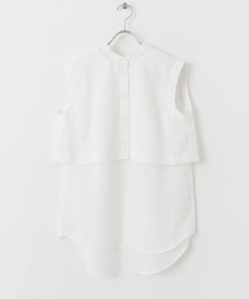 SENSE OF PLACE by URBAN RESEARCH（センスオブプレイスバイアーバンリサーチ）の「2WAYレイヤードノースリーブシャツ（シャツ/ブラウス・レディース・オフホワイト/グリーン/ブラック・ONE）」の14枚目の写真