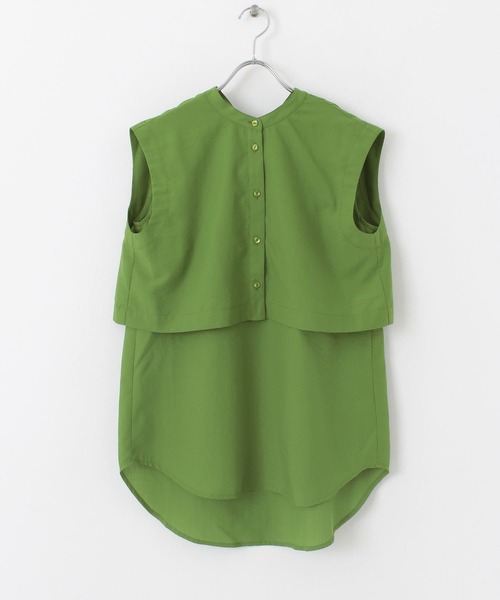 SENSE OF PLACE by URBAN RESEARCH（センスオブプレイスバイアーバンリサーチ）の「2WAYレイヤードノースリーブシャツ（シャツ/ブラウス・レディース・オフホワイト/グリーン/ブラック・ONE）」の16枚目の写真