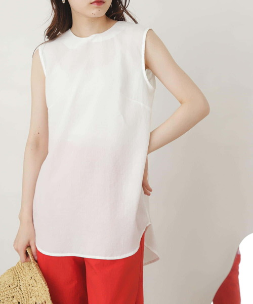 SENSE OF PLACE by URBAN RESEARCH（センスオブプレイスバイアーバンリサーチ）の「2WAYレイヤードノースリーブシャツ（シャツ/ブラウス・レディース・オフホワイト/グリーン/ブラック・ONE）」の21枚目の写真