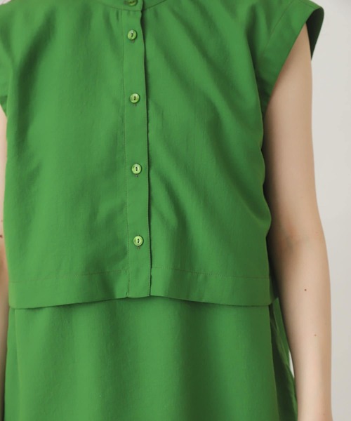 SENSE OF PLACE by URBAN RESEARCH（センスオブプレイスバイアーバンリサーチ）の「2WAYレイヤードノースリーブシャツ（シャツ/ブラウス・レディース・オフホワイト/グリーン/ブラック・ONE）」の5枚目の写真