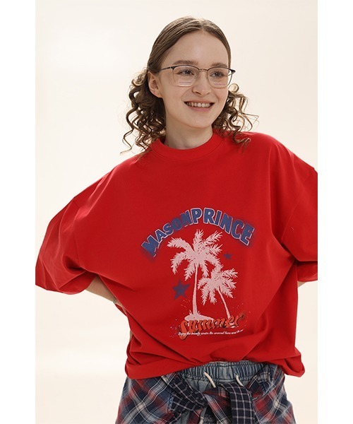 MASONPRINCE（メイソンプリンス）の「【MASONPRINCE】Oversized vintage-like summer print TEE DT4053（Tシャツ/カットソー・メンズ・レッド/ブラック/ライトグレー/ベージュ・L/S/M）」の4枚目の写真
