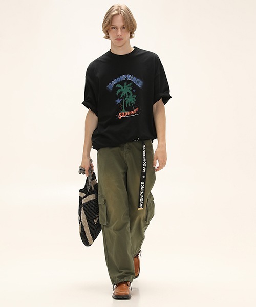 MASONPRINCE（メイソンプリンス）の「【MASONPRINCE】Oversized vintage-like summer print TEE DT4053（Tシャツ/カットソー・メンズ・レッド/ブラック/ライトグレー/ベージュ・L/S/M）」の7枚目の写真