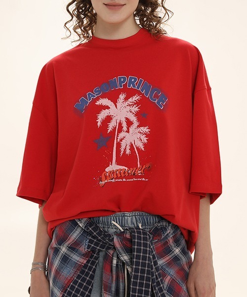 MASONPRINCE（メイソンプリンス）の「【MASONPRINCE】Oversized vintage-like summer print TEE DT4053（Tシャツ/カットソー・メンズ・レッド/ブラック/ライトグレー/ベージュ・L/S/M）」の11枚目の写真