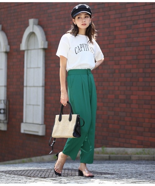 ANAP（アナップ）の「【SETアイテム】プリントTシャツ×スラックス（Tシャツ/カットソー・レディース・ピンク/グリーン・FREE）」の2枚目の写真