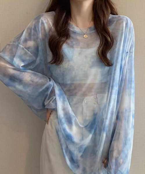 deux amour（ドゥーザムール）の「シアー柄長袖トップス（その他トップス・レディース・グレー/ブルー/ブラック・MEDIUM）」の3枚目の写真