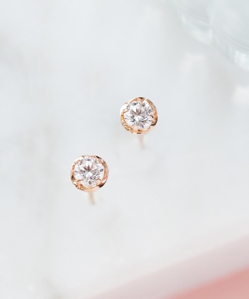 Phoebe（フィービィー）の「【K10】ローズバットピアス/BOXつき（ピアス（両耳用）・レディース・クリア/ピンクゴールド・FREE）」の6枚目の写真