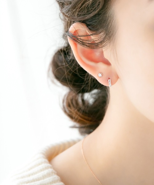 Phoebe（フィービィー）の「【K10】ローズバットピアス/BOXつき（ピアス（両耳用）・レディース・クリア/ピンクゴールド・FREE）」の9枚目の写真