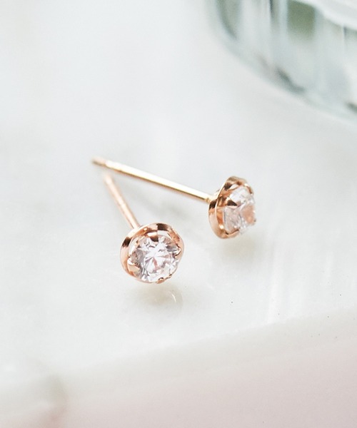 Phoebe（フィービィー）の「【K10】ローズバットピアス/BOXつき（ピアス（両耳用）・レディース・クリア/ピンクゴールド・FREE）」の10枚目の写真