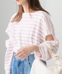 Kastane | カットアウトボーダーTee(Tシャツ/カットソー)