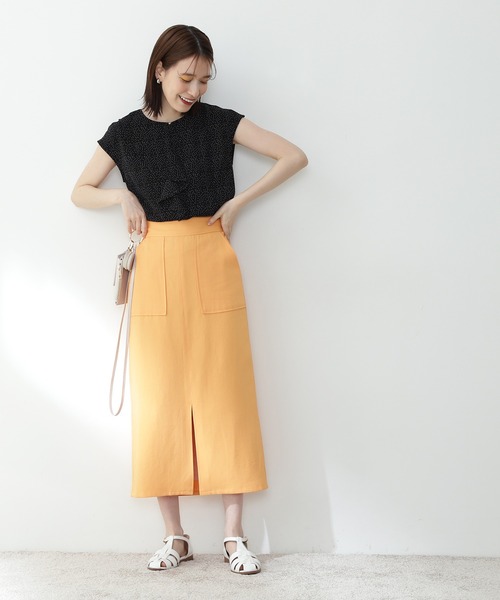 N.(N. Natural Beauty Basic)(エヌエヌナチュラルビューティーベーシック)の「【追加生産】◆アシンメトリーフリルブラウス(シャツ/ブラウス・レディース・オフホワイト/ドット/ブルー・MEDIUM)」の13枚目の写真