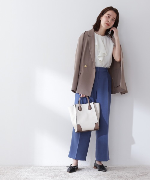 N.(N. Natural Beauty Basic)(エヌエヌナチュラルビューティーベーシック)の「【追加生産】◆アシンメトリーフリルブラウス(シャツ/ブラウス・レディース・オフホワイト/ドット/ブルー・MEDIUM)」の11枚目の写真