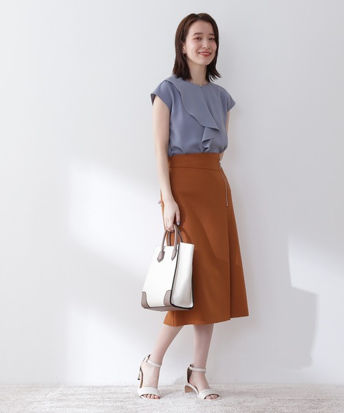 N.(N. Natural Beauty Basic)(エヌエヌナチュラルビューティーベーシック)の「【追加生産】◆アシンメトリーフリルブラウス(シャツ/ブラウス・レディース・オフホワイト/ドット/ブルー・MEDIUM)」の8枚目の写真
