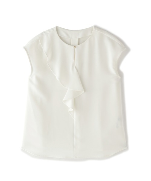 N.(N. Natural Beauty Basic)(エヌエヌナチュラルビューティーベーシック)の「【追加生産】◆アシンメトリーフリルブラウス(シャツ/ブラウス・レディース・オフホワイト/ドット/ブルー・MEDIUM)」の14枚目の写真