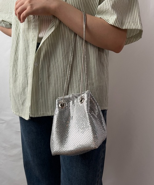 glitter metallic shoulder Bag／グリッターメタリック巾着ショルダーバッグ