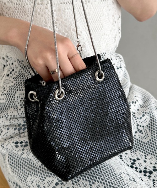 セール】glitter metallic shoulder Bag／グリッターメタリック