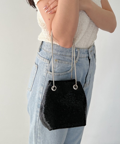 glitter metallic shoulder Bag／グリッターメタリック巾着ショルダーバッグ