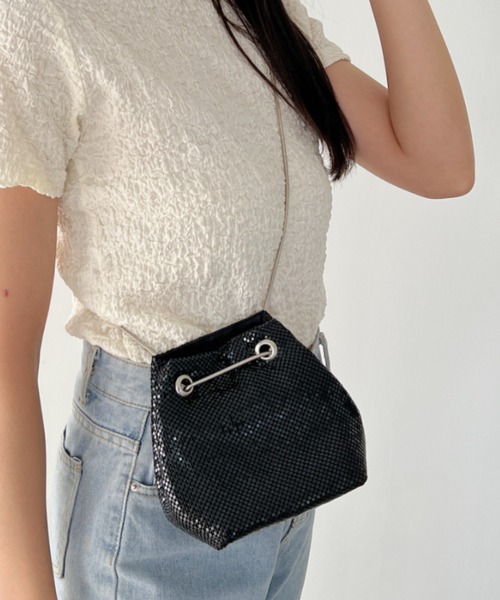 glitter metallic shoulder Bag／グリッターメタリック巾着ショルダーバッグ