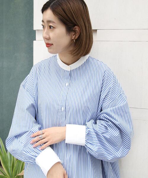 coen(コーエン)の「ボリュームスリーブストライプシャツワンピース(シャツワンピース・レディース・ピンク/ケリー/コバルトブルー・M/L)」の11枚目の写真